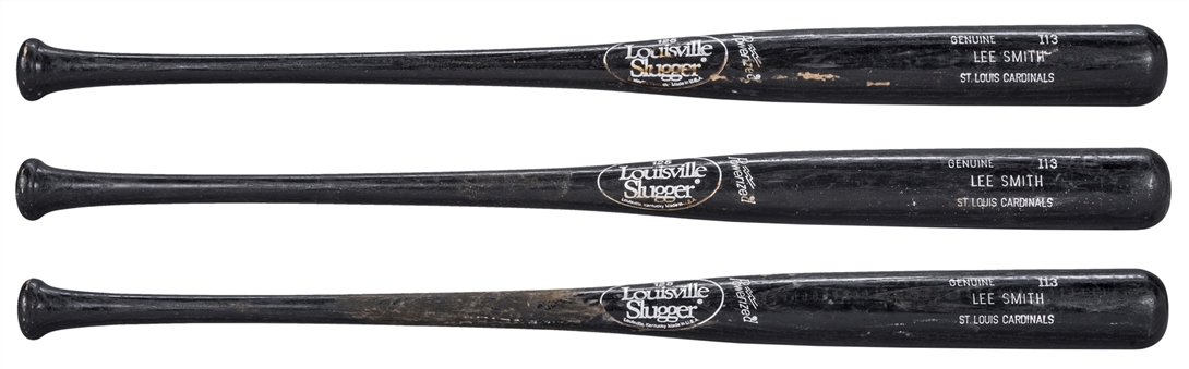 Lot of (3) Lee Smith Game Used Louisville Slugger I13 Model Bats (Smith LOA)